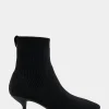 Comfortable Women's Stretch Knit Point Toe Molded Outsole Kitten Heel Bootie in Black Knit Stretch Flyknit Fabric