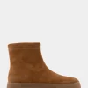 Comfortable Women's Stretch Sock Hidden Wedge Flatform Sneaker in Tobacco Faux Suede Faux Suede