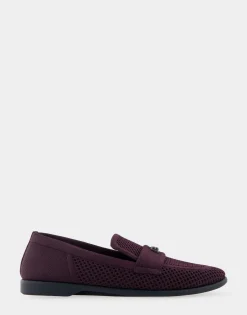 Comfortable Women's Stretch Knit Loafer in Deep Aubergine Knit Stretch Flyknit Fabric