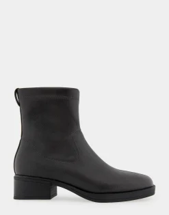 Comfortable Women's Stretch Equestrian Bootie in Java Stretch Pebbled Faux Leather