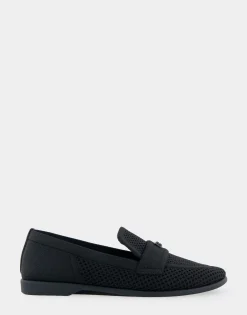 Comfortable Women's Stretch Knit Loafer in Black Knit Stretch Flyknit Fabric