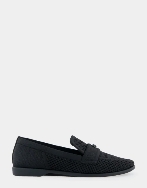Comfortable Women's Stretch Knit Loafer in Black Knit Stretch Flyknit Fabric