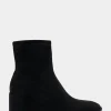 Comfortable Women's Stretch Ankle Sculpted Wedge Boot in Black Faux Suede