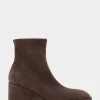 Comfortable Women's Stretch Ankle Sculpted Wedge Boot in Java Faux Suede