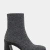 Comfortable Women's Stretch Knit Sculpted Heel Bootie in Gunmetal Knit Stretch Fly Knit Fabric