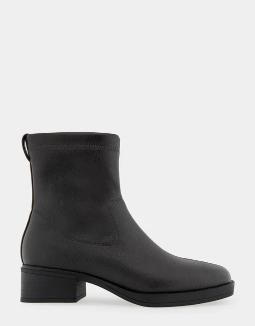 Comfortable Women's Stretch Equestrian Bootie in Java Stretch Pebbled Faux Leather