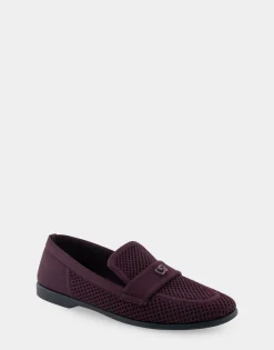 Comfortable Women's Stretch Knit Loafer in Deep Aubergine Knit Stretch Flyknit Fabric