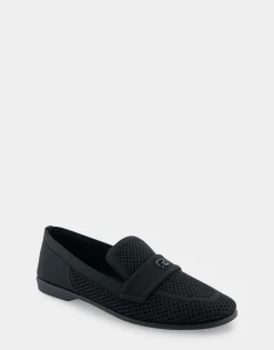 Comfortable Women's Stretch Knit Loafer in Black Knit Stretch Flyknit Fabric