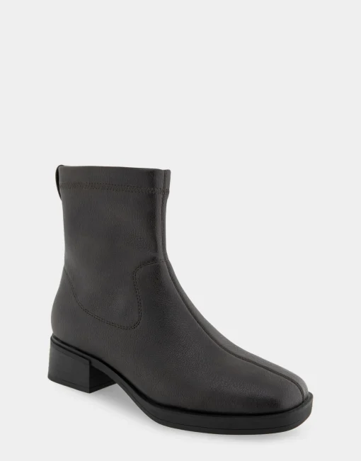 Comfortable Women's Stretch Equestrian Bootie in Java Stretch Pebbled Faux Leather