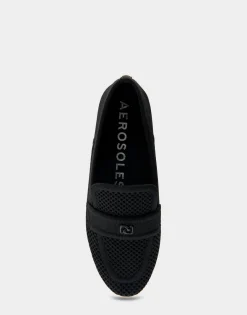 Comfortable Women's Stretch Knit Loafer in Black Knit Stretch Flyknit Fabric