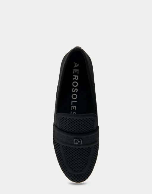 Comfortable Women's Stretch Knit Loafer in Black Knit Stretch Flyknit Fabric