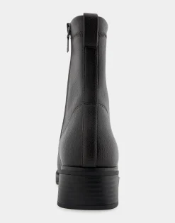 Comfortable Women's Stretch Equestrian Bootie in Java Stretch Pebbled Faux Leather