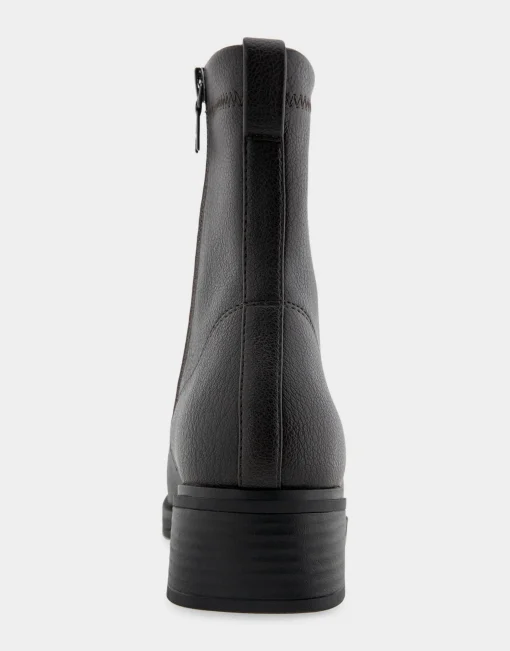 Comfortable Women's Stretch Equestrian Bootie in Java Stretch Pebbled Faux Leather