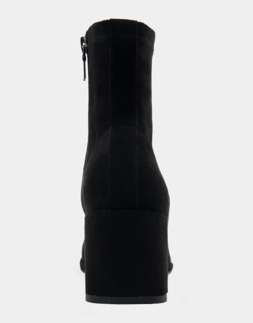 Comfortable Women's Stretch Ankle Sculpted Wedge Boot in Black Faux Suede