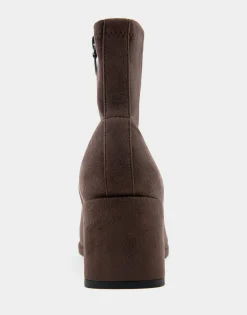 Comfortable Women's Stretch Ankle Sculpted Wedge Boot in Java Faux Suede