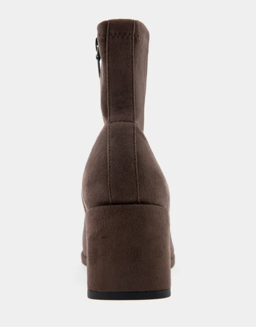 Comfortable Women's Stretch Ankle Sculpted Wedge Boot in Java Faux Suede