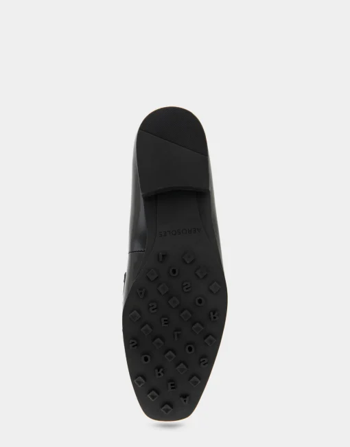 Comfortable Women's Studded Tailored Loafer in Black/silver Burnished Faux Leather Faux Leather