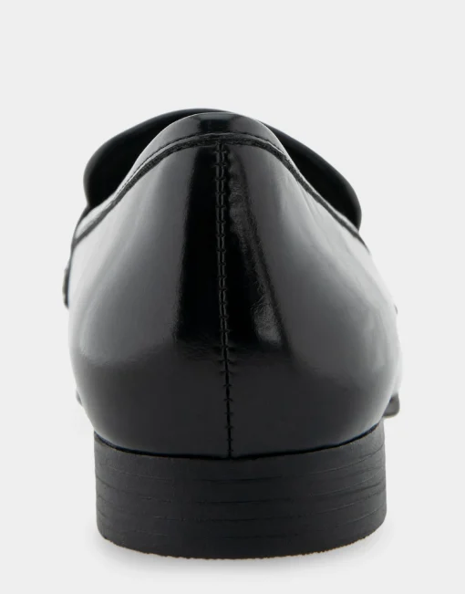 Comfortable Women's Studded Tailored Loafer in Black/silver Burnished Faux Leather Faux Leather