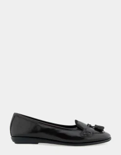 Comfortable Women's Tailored Ballet Flat With Mini Tassels in Burgundy Burnished Faux Leather/faux Suede Faux Leather