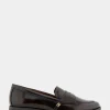 Comfortable Women's Tailored Dress Loafer With Signature Metal Detail in Tan Burnished Faux Leather Faux Leather