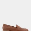 Comfortable Women's Tailored Loafer in Dark Tan Faux Leather