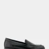 Comfortable Women's Tailored Loafer in Black Burnished Faux Leather Faux Leather