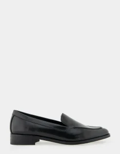 Comfortable Women's Tailored Loafer in Black Burnished Faux Leather Faux Leather