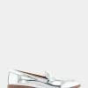 Comfortable Women's Tailored Loafer in Silver Metallic Faux Leather
