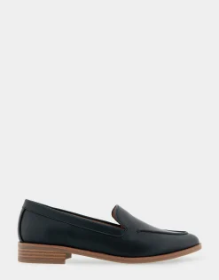 Comfortable Women's Tailored Loafer in Black Faux Leather