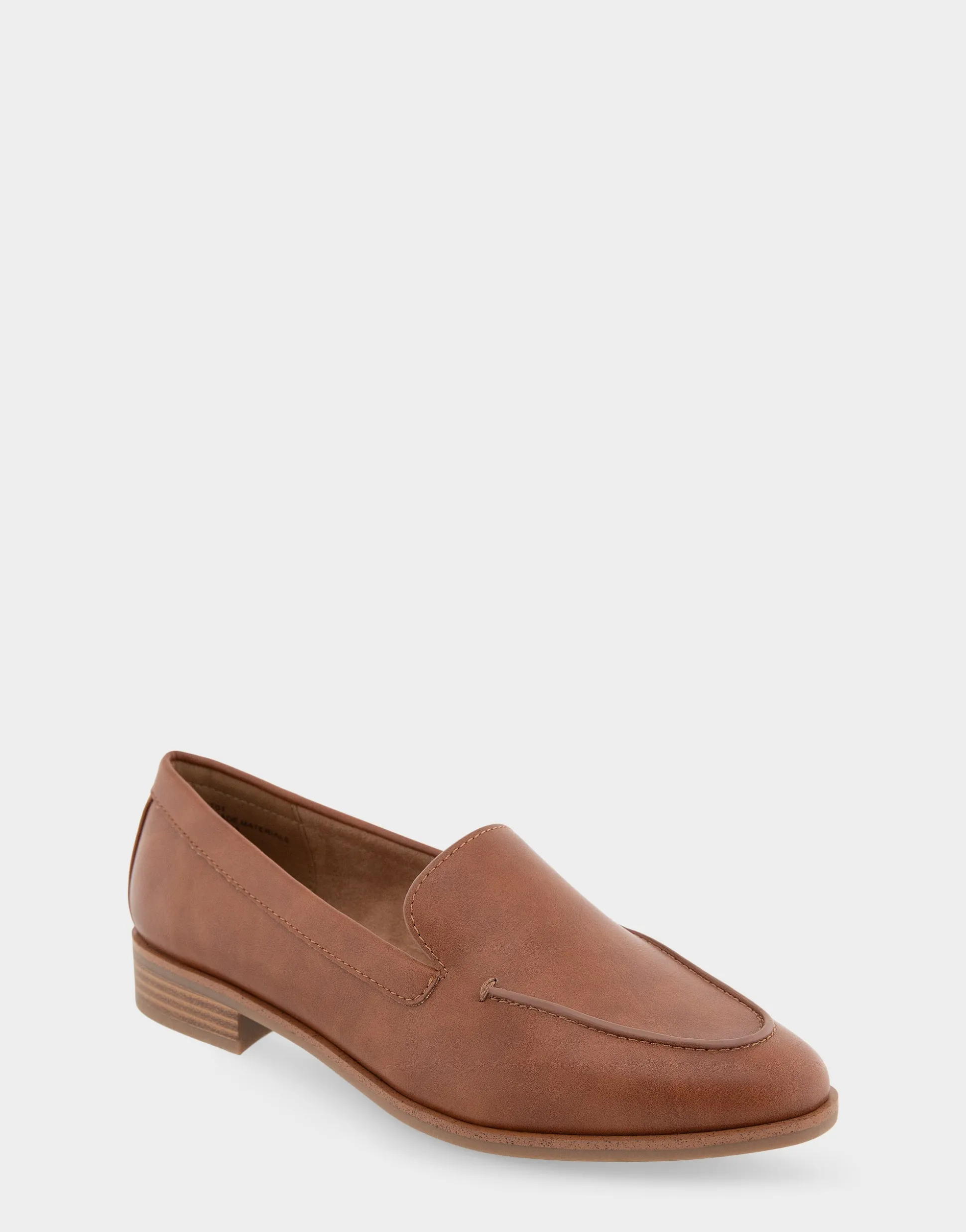 Comfortable Women's Tailored Loafer in Dark Tan Faux Leather