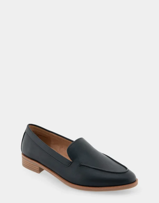 Comfortable Women's Tailored Loafer in Black Faux Leather