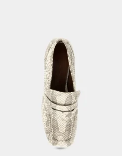 Comfortable Women's Tailored Platform Loafer in Roccia Snake Print Embossed Leather