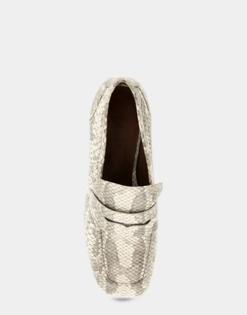 Comfortable Women's Tailored Platform Loafer in Roccia Snake Print Embossed Leather