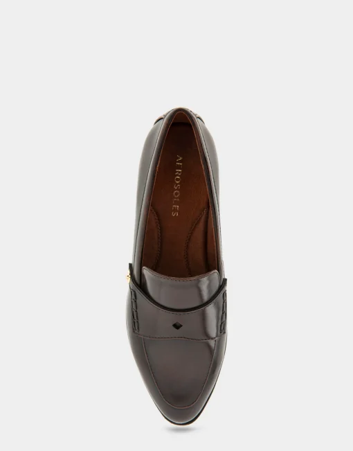Comfortable Women's Tailored Dress Loafer With Signature Metal Detail in Tan Burnished Faux Leather Faux Leather