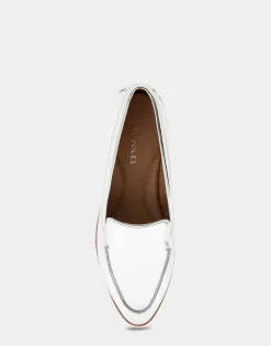 Comfortable Women's Tailored Loafer in Silver Metallic Faux Leather