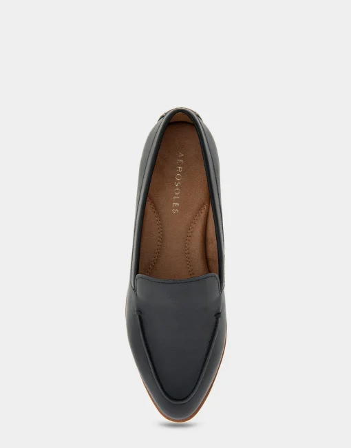 Comfortable Women's Tailored Loafer in Black Faux Leather