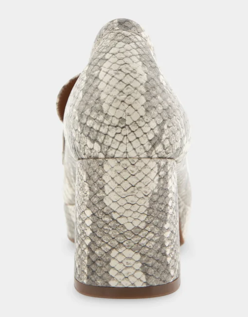 Comfortable Women's Tailored Platform Loafer in Roccia Snake Print Embossed Leather
