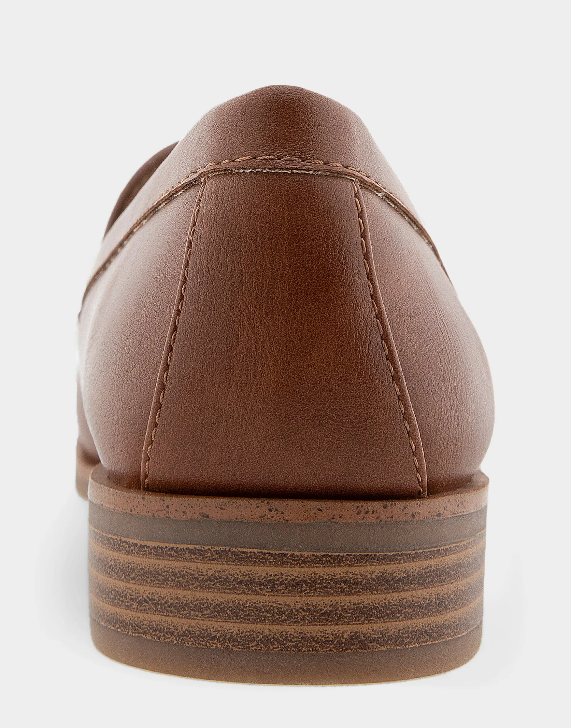 Comfortable Women's Tailored Loafer in Dark Tan Faux Leather