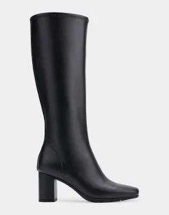 Comfortable Women's Tall Shaft Boot in Black Faux Leather