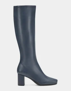 Comfortable Women's Tall Shaft Boot in Navy Faux Leather