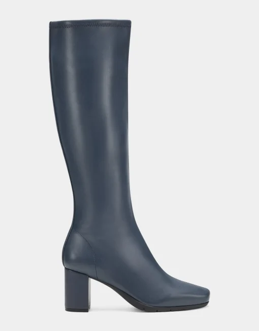 Comfortable Women's Tall Shaft Boot in Navy Faux Leather