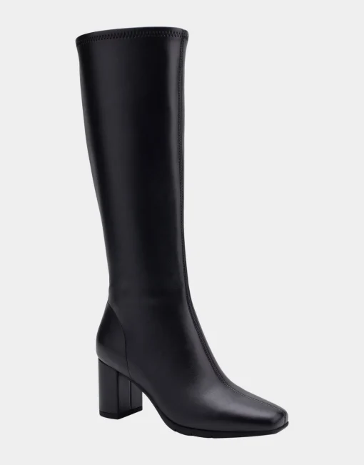 Comfortable Women's Tall Shaft Boot in Black Faux Leather