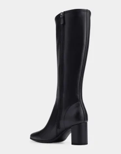 Comfortable Women's Tall Shaft Boot in Black Faux Leather