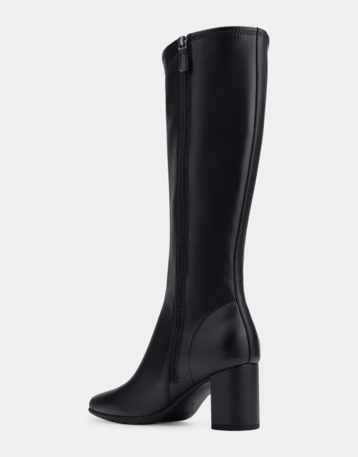 Comfortable Women's Tall Shaft Boot in Black Faux Leather