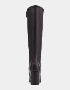 Comfortable Women's Tall Shaft Boot in Brown Faux Leather