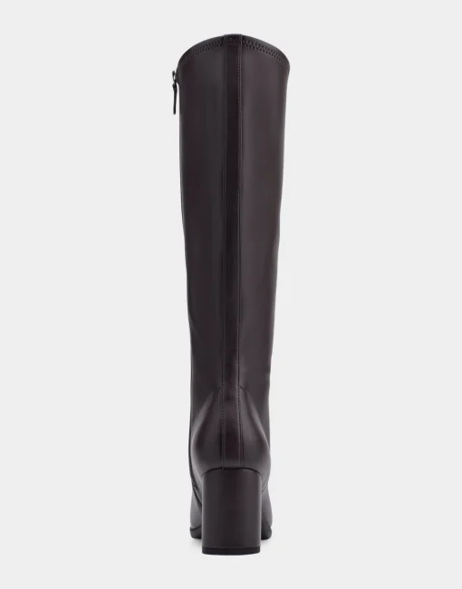 Comfortable Women's Tall Shaft Boot in Brown Faux Leather