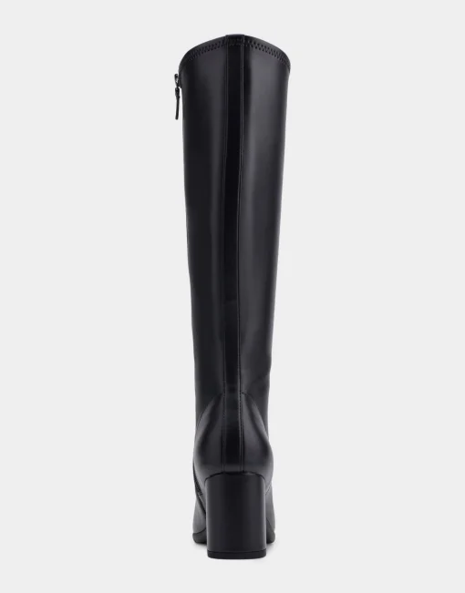 Comfortable Women's Tall Shaft Boot in Black Faux Leather