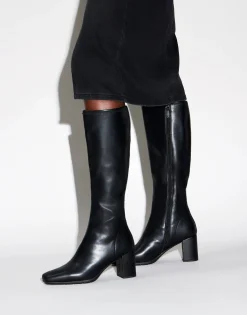 Comfortable Women's Tall Shaft Boot in Black Faux Leather