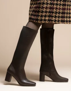 Comfortable Women's Tall Shaft Boot in Brown Faux Leather