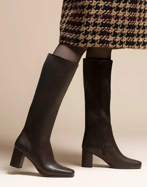 Comfortable Women's Tall Shaft Boot in Brown Faux Leather